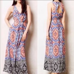 Maeve Medallion Silk Maxi Dress, 0 - EUC